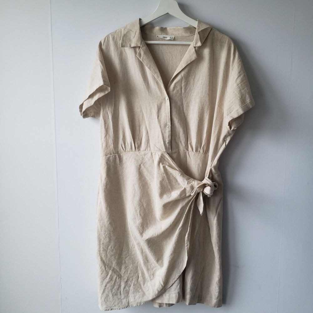 Mongo womens dress size 12Surplice V-neck Short sleeves Linen-cotton minimalist